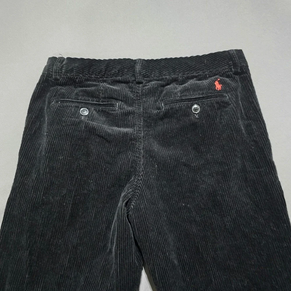 Polo Ralph Lauren Corduroy Pants Kids Size 16 Black Straight Leg Red Pony Logo